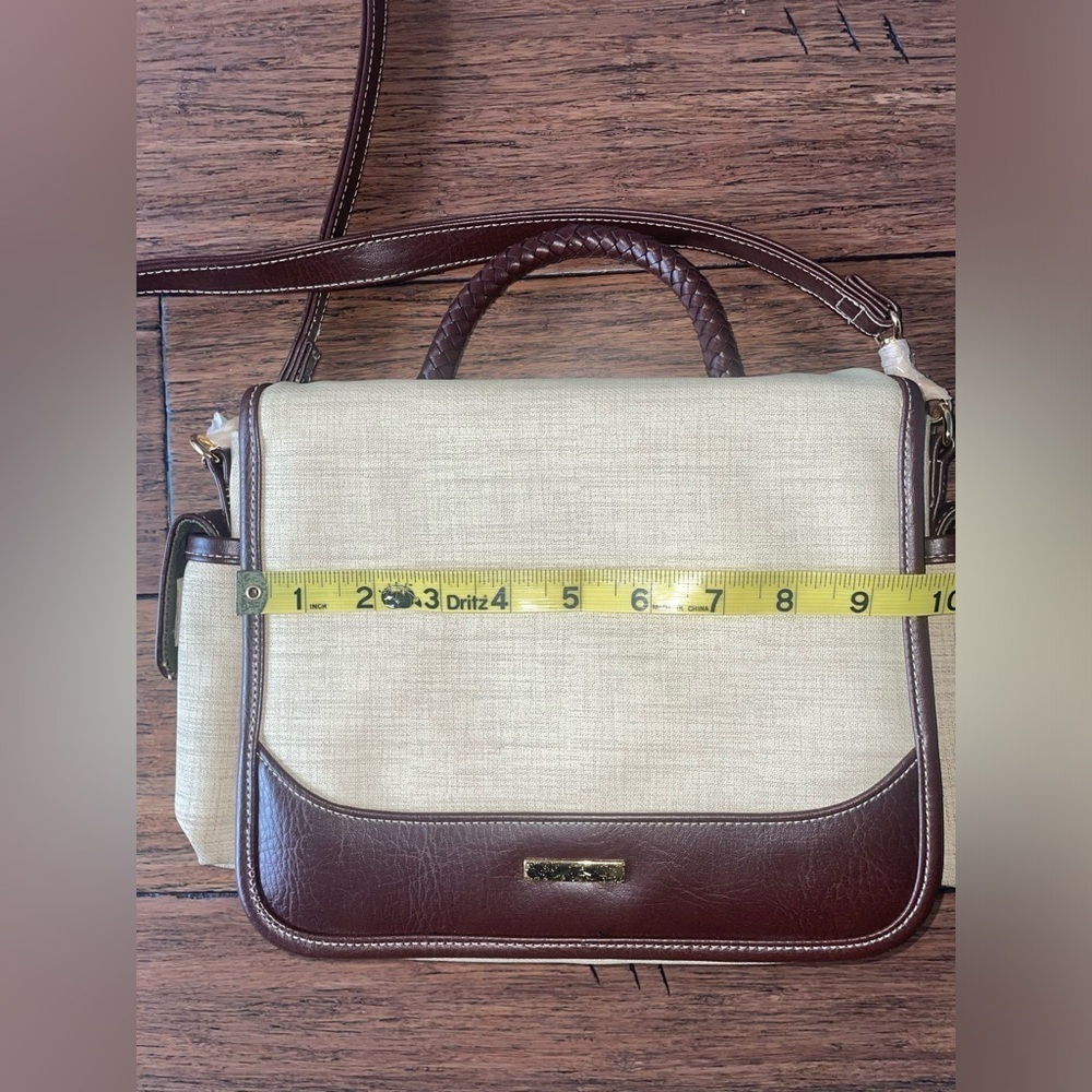 Vintage satchel crossbody messenger bag fall bag brown cream neutral bag y2k - Picture 12 of 16